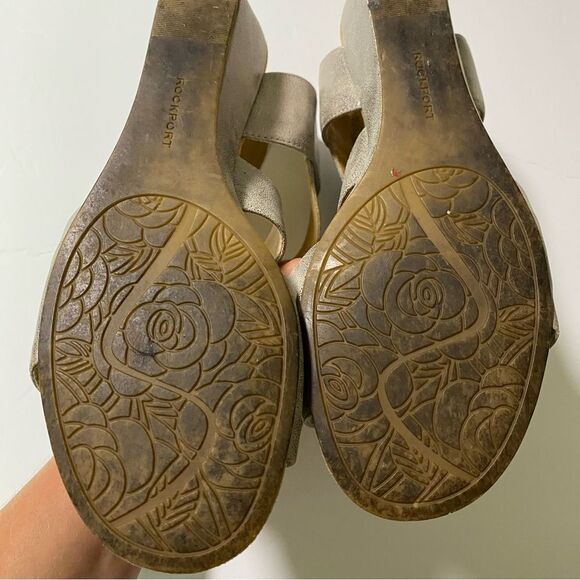 Rockport Comfort Women's Metallic Low Wedge Strappy adjustable Sandals 9 - Picture 5 of 14